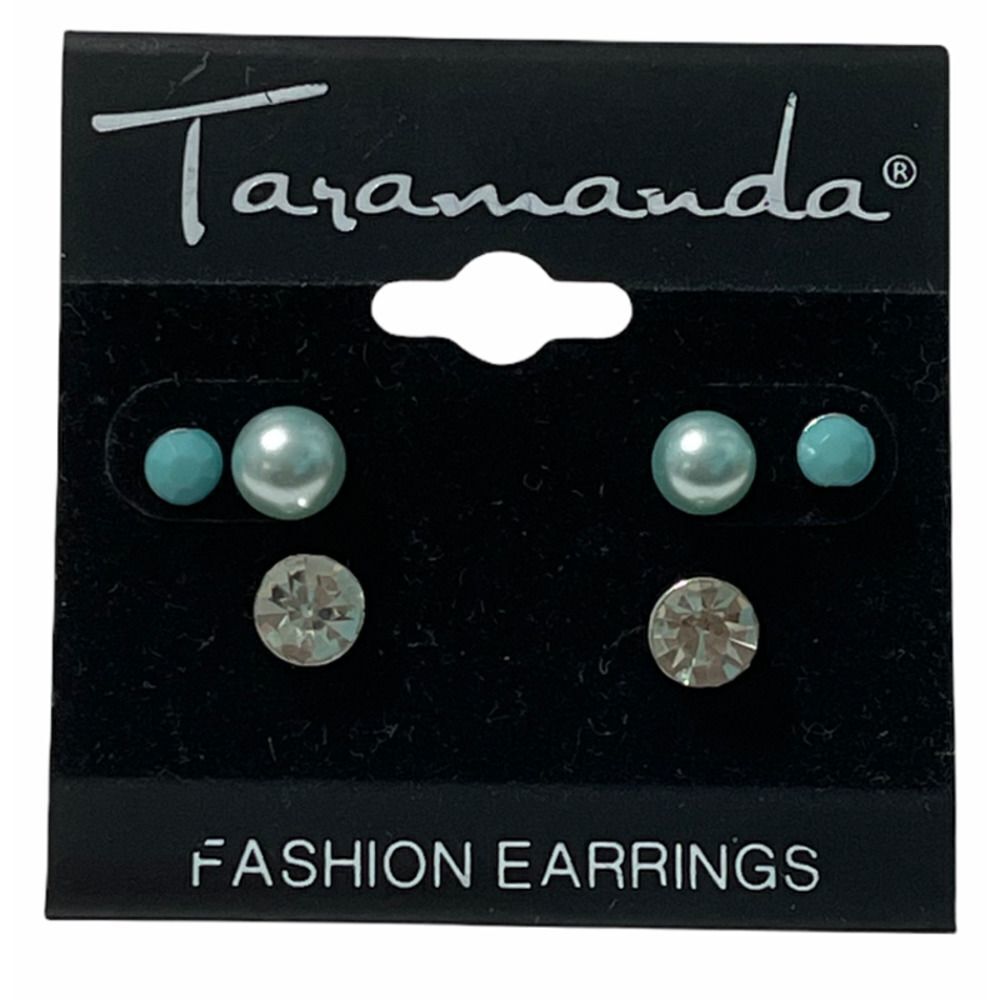 Taramanda Trio Earring Set CZ Studs‎ Tiny Stud Blue